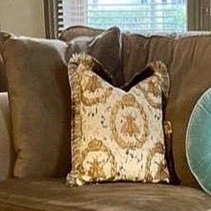 Queen Bee Pillow Cover: French Napoleon Fabric, Brush Fringe Trim image 9