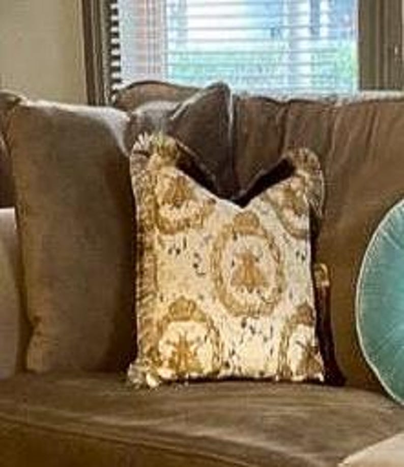 Queen Bee Pillow Cover: French Napoleon Fabric, Brush Fringe Trim image 9