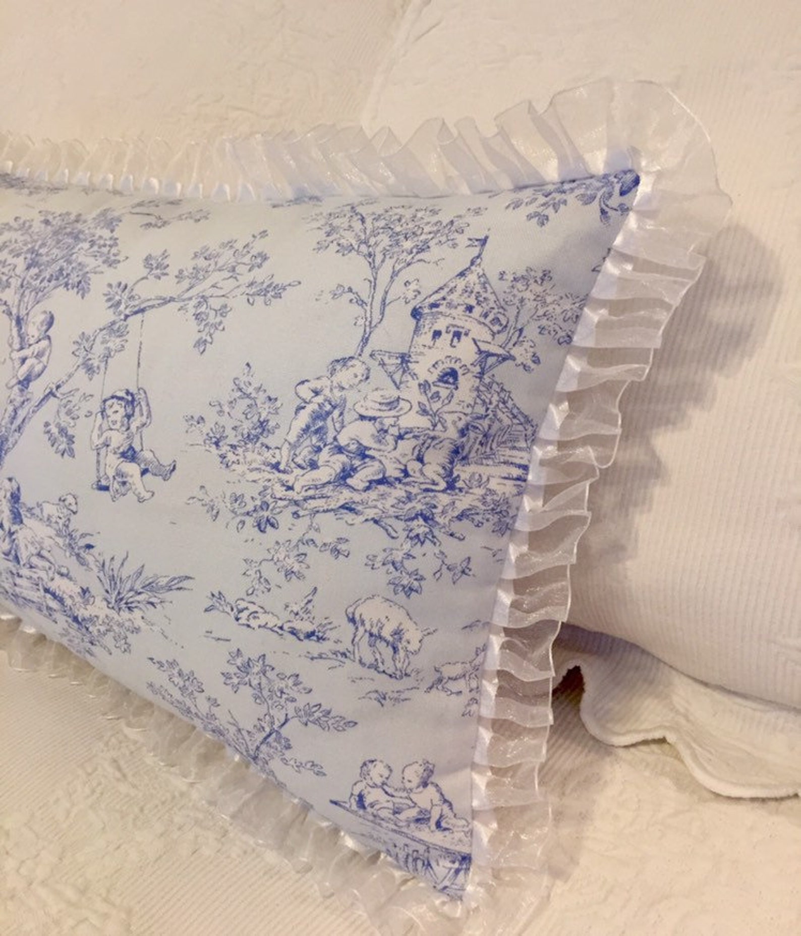Blue Toile Pillow Cover Toile Nursery Pillow Cover French Etsy