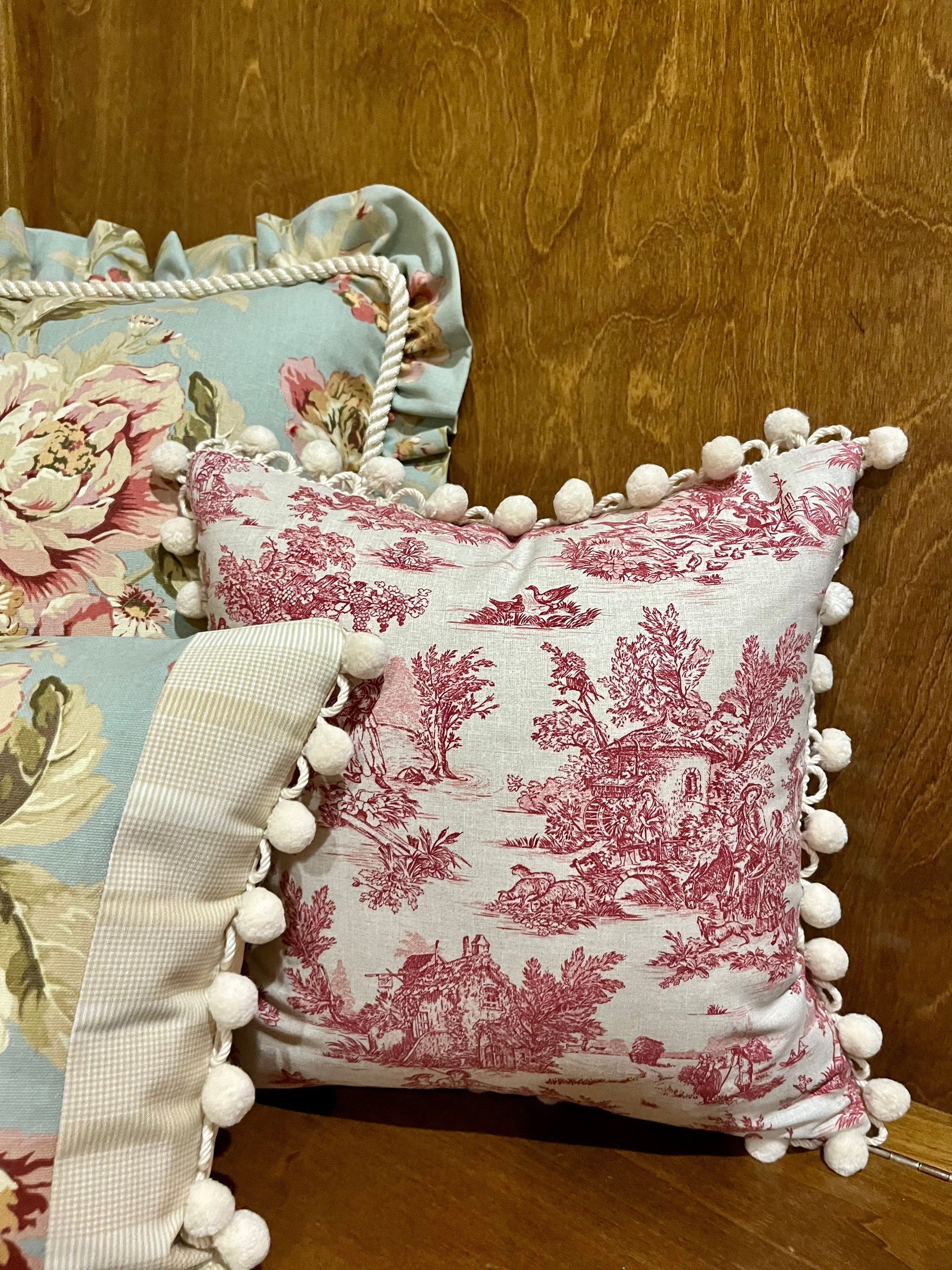 Red Toile Pillow Cover French Country Throw Pillow Cover Etsy