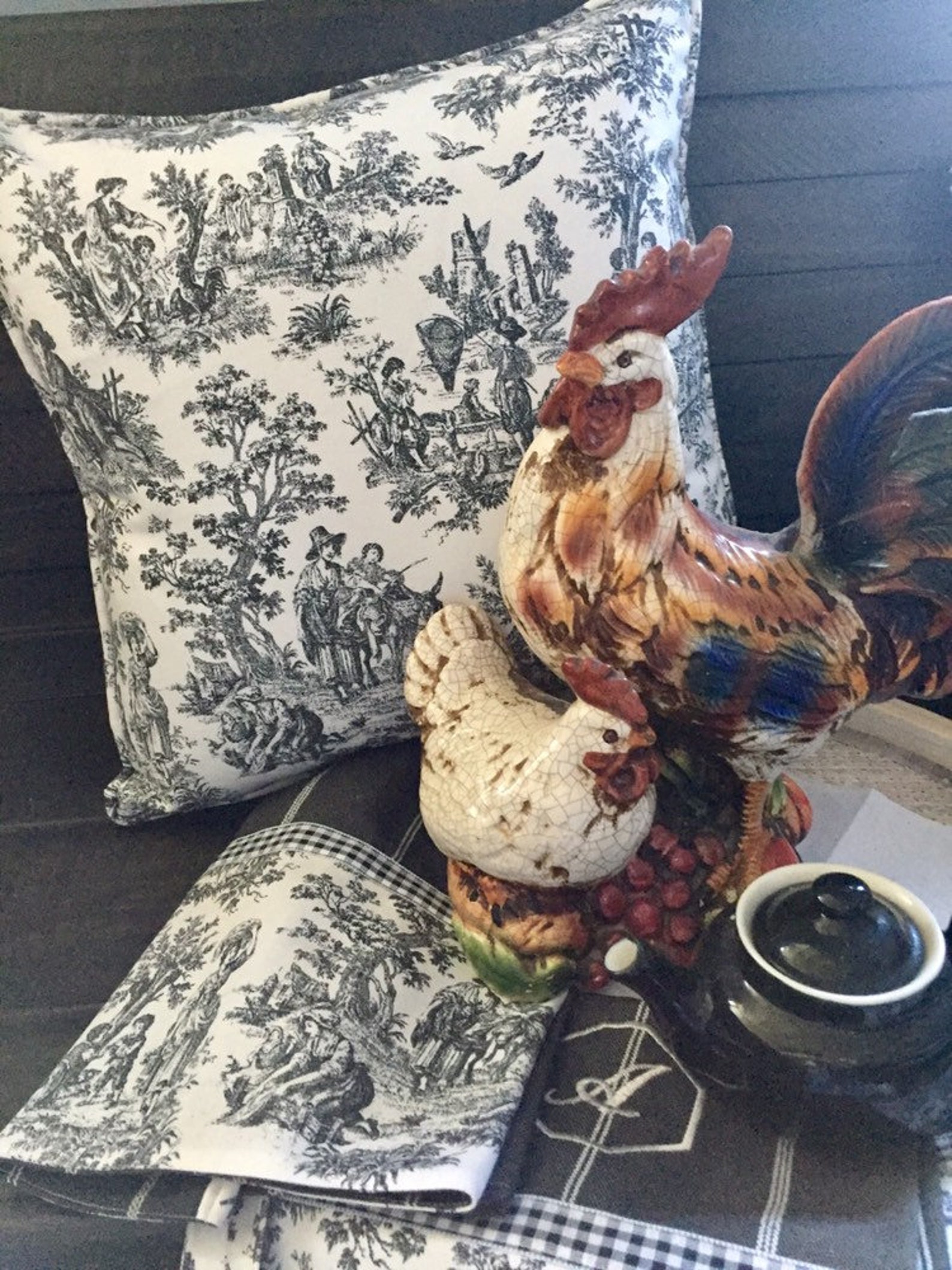 Black Toile Pillow Cover French Country Pillow Cover Etsy