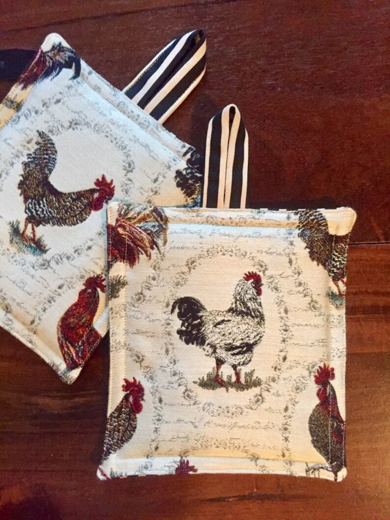 Rooster Pot Holder Monogram Pot Holder French Country Pot Etsy