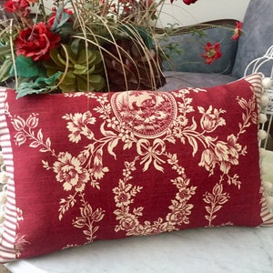 red toile pillows