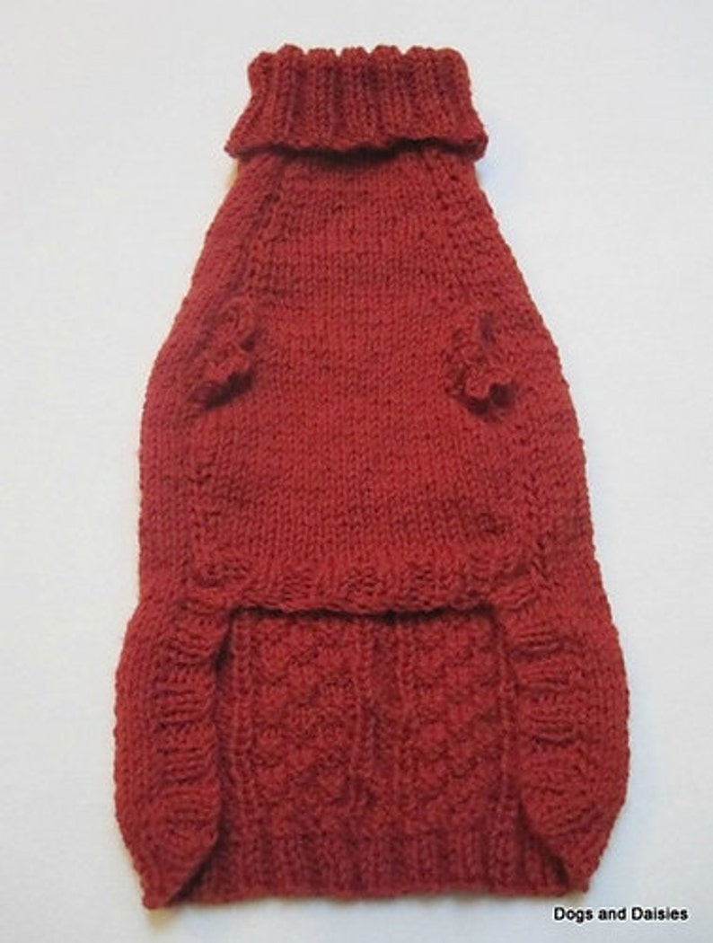 PDF Knitting Pattern Knit Dog Sweater Turtleneck Wool Animal Pet Coat