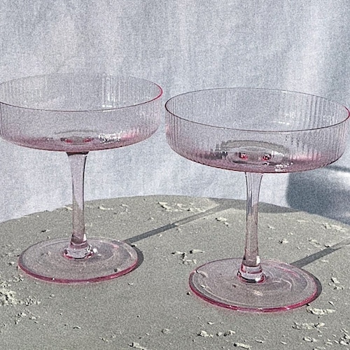 Pink Ribbed Cocktail Glasses Set of 2 Etsy Australia