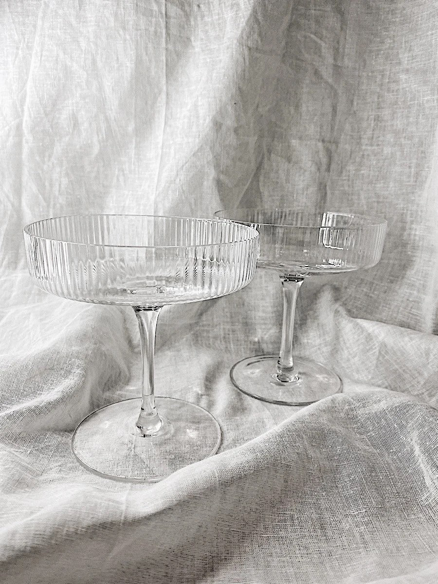 Ribbed Cocktail Glass set of 2 Etsy