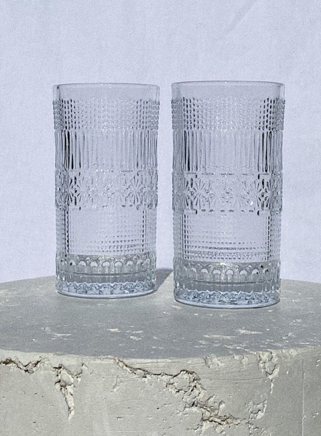 Detailed Tall Glasses Set of 2 Etsy
