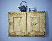 wooden kitchen wall cabinet, modern rustic farmhouse style, 2 doors, 2 shelves, eco friendly wood - custom sizes - handmade in Somerset UK