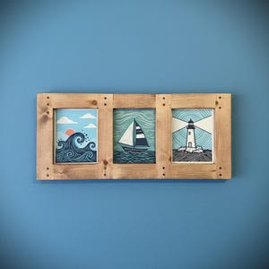 Muliti aperture picture & photo frame for x3 10 x 8 inch images, dark wooden frame, custom, modern rustic farmhouse, made in Somerset UK