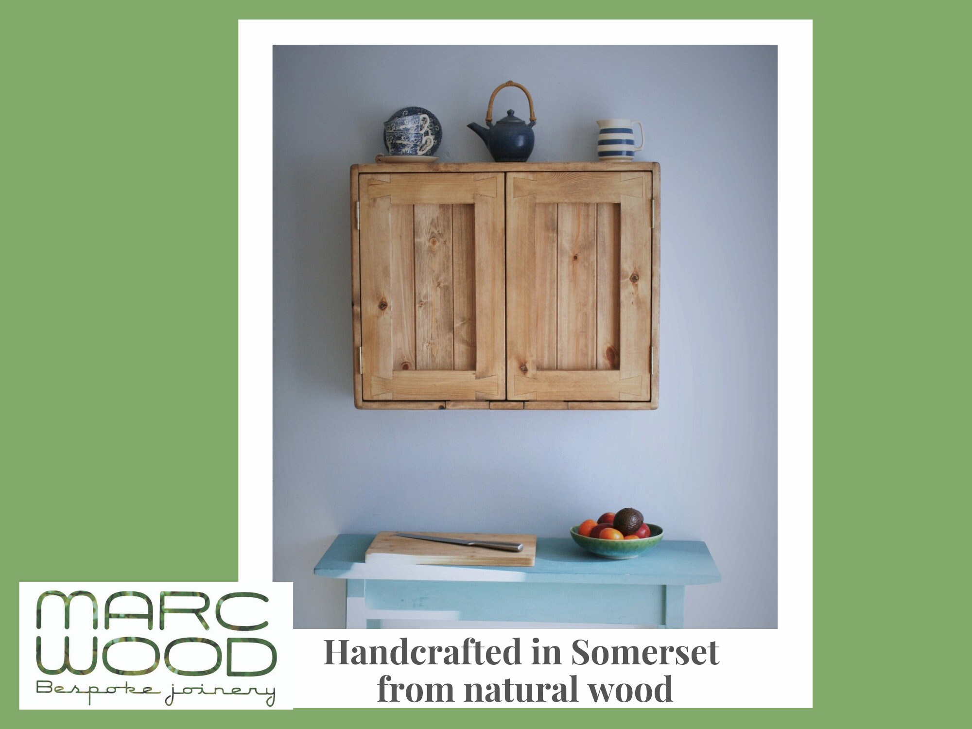 Kitchen wall & cupboard in natural wood with 2 doors Etsy