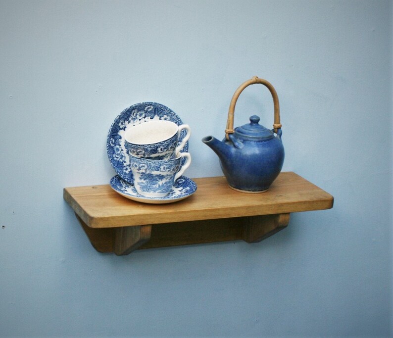 Wooden kitchen shelf with brackets small 44 cm L x 15 cm D Etsy