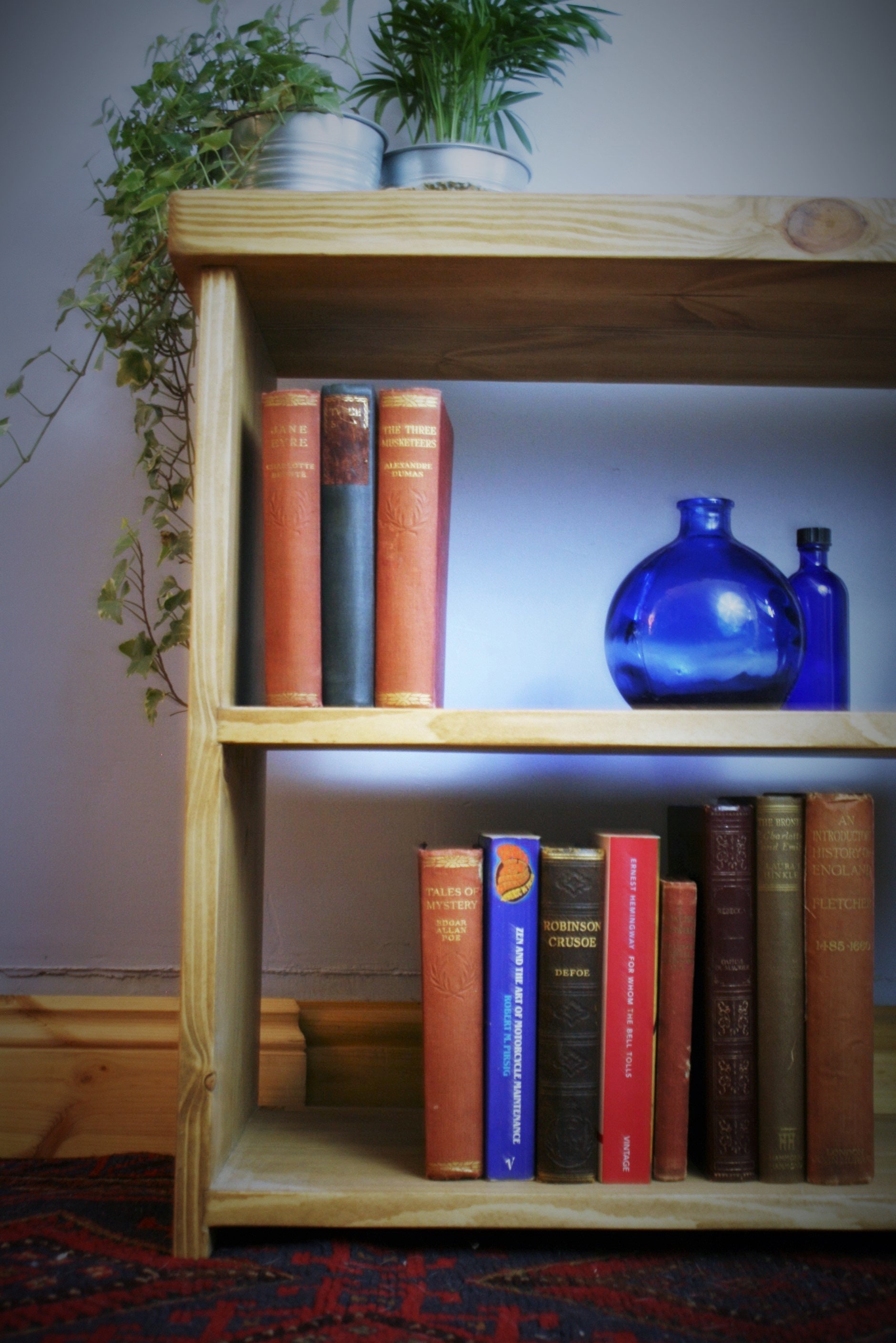 Low Wooden Bookshelf Small Bookcase Chunky Shelves 65W X 60H Etsy UK