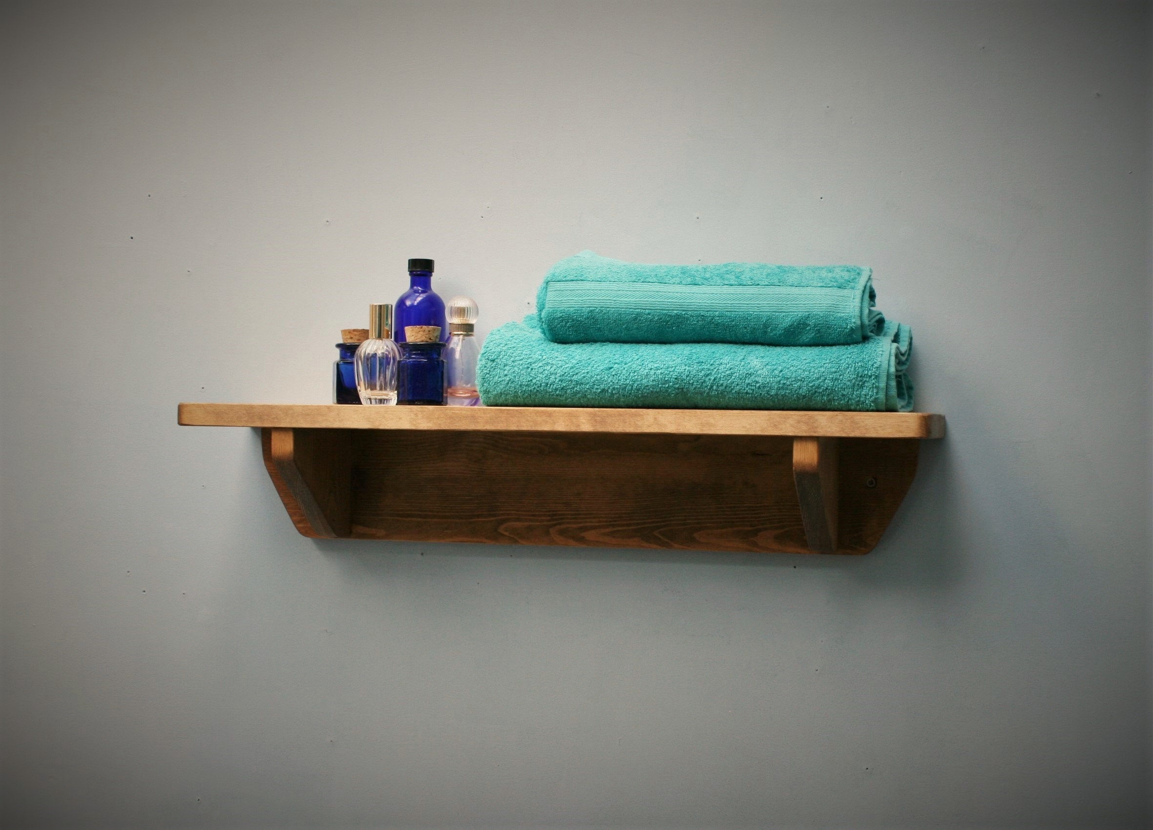 Wood wall shelf for your bathroom 62 cm long x 15 cm deep Etsy