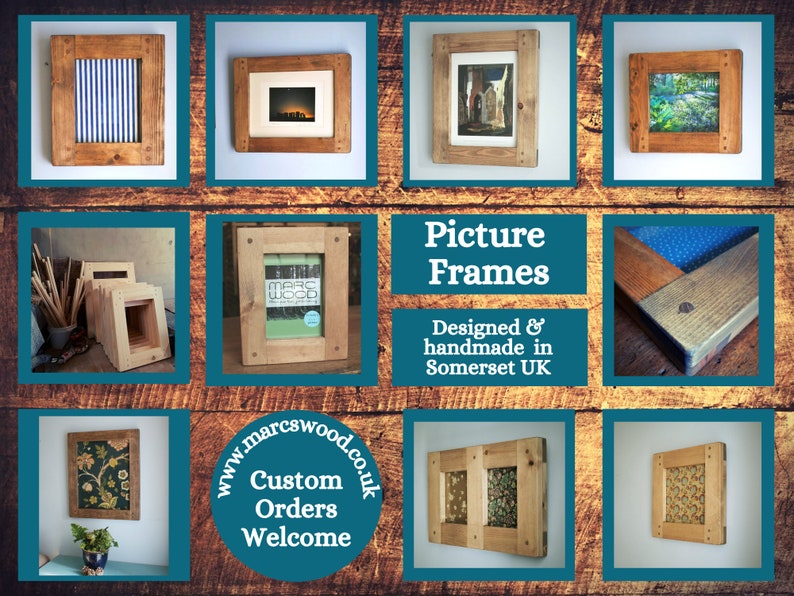 wooden frame for photo & picture 12 x 16 inch sustainable modern rustic natural wood dark frame, portrait / landscape, custom handmade in UK image 8