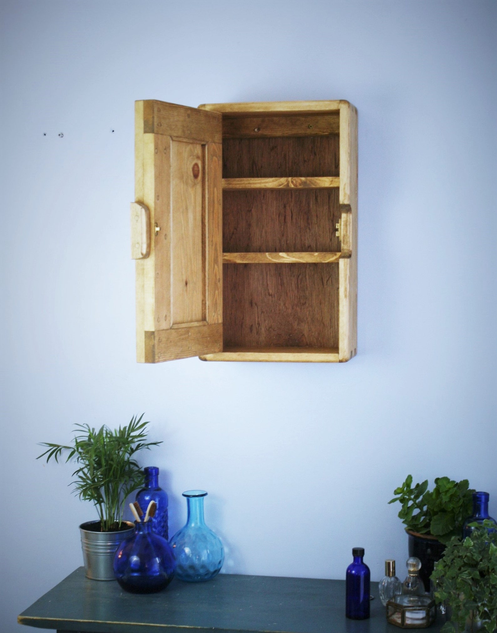 Narrow bathroom wall in light wood tall with 3 Etsy