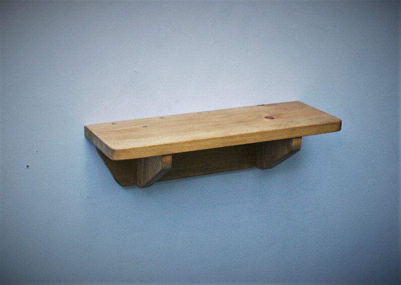 Small Wooden Shelf Natural Wood Bookshelf With Brackets 44 Etsy UK