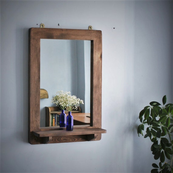 Large Mirror With Shelf Dark Wood Frame Real Large Mirror With Shelf Dark Wood
