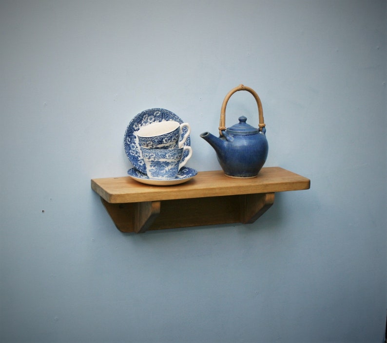 Wooden Kitchen Shelf With Brackets Small 44 Cm L X 15 Cm Etsy UK