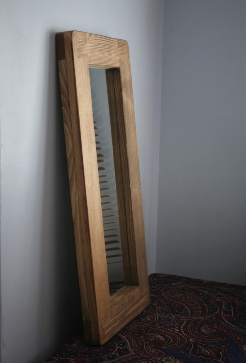 Tall Wooden Wall Mirror in Rustic Wood Chunky Natural Frame Etsy UK