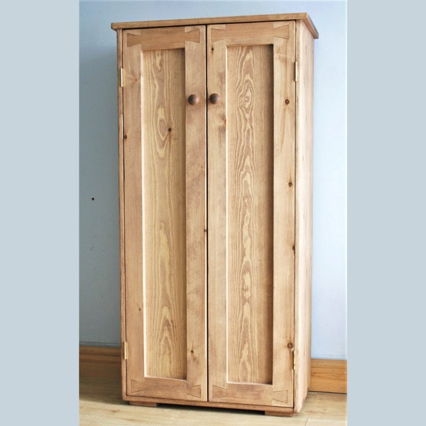 kitchen larder utility cupboard, tall rustic pantry china cabinet, 130Hx68Wx36.5Dcm natural wood, custom made Somerset UK *Not free delivery