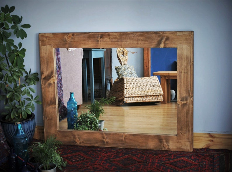 Large Wall Mirror Natural Eco Wood Chunky Sustainable Large Wall Mirror Natural Eco Wood