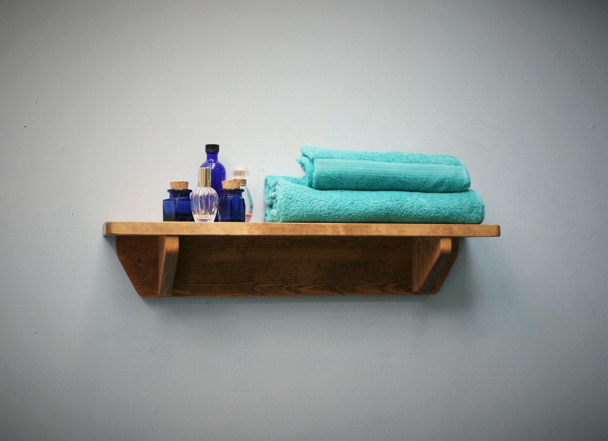 Bathroom Wall Shelf Natural Wood Over Sink Make Up 62 Cm Etsy UK