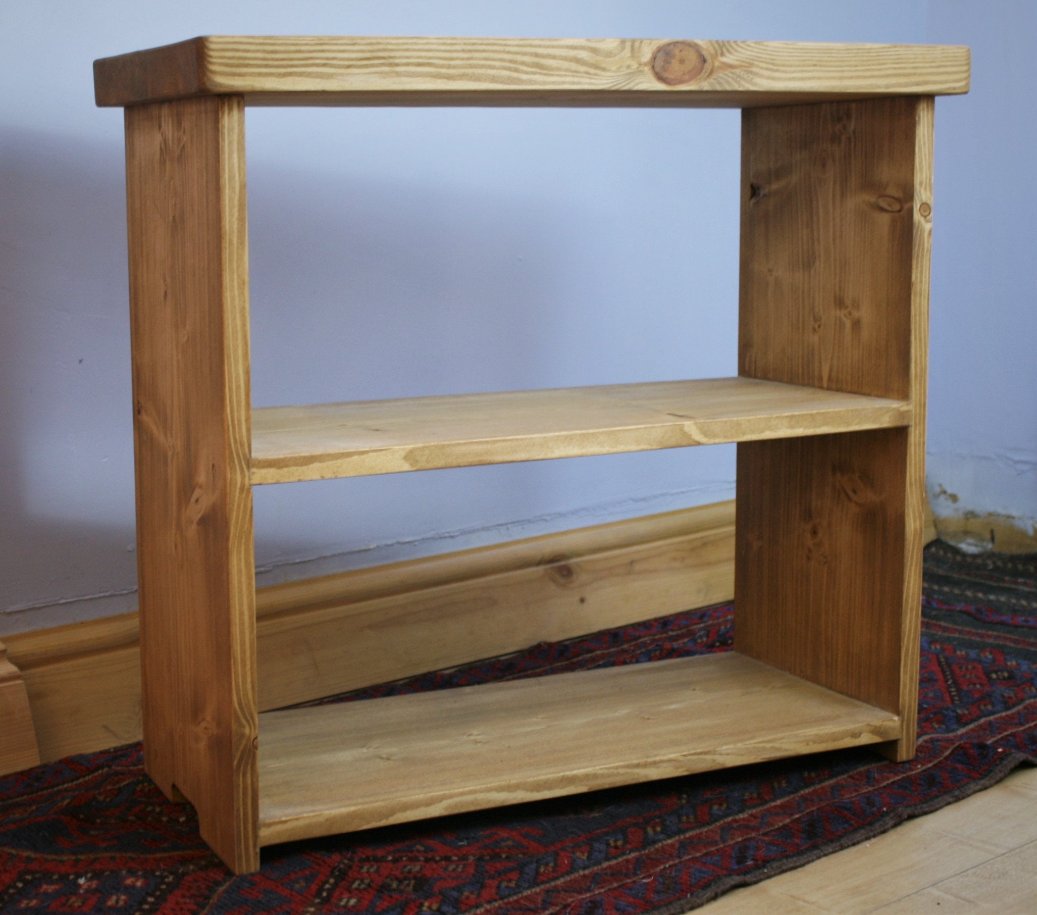 Low Wooden Bookshelf Small Bookcase Chunky Shelves 65W X 60H Etsy UK