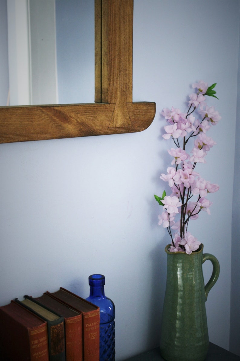 Rustic farmhouse wooden wall mirror curved natural wood thick Etsy