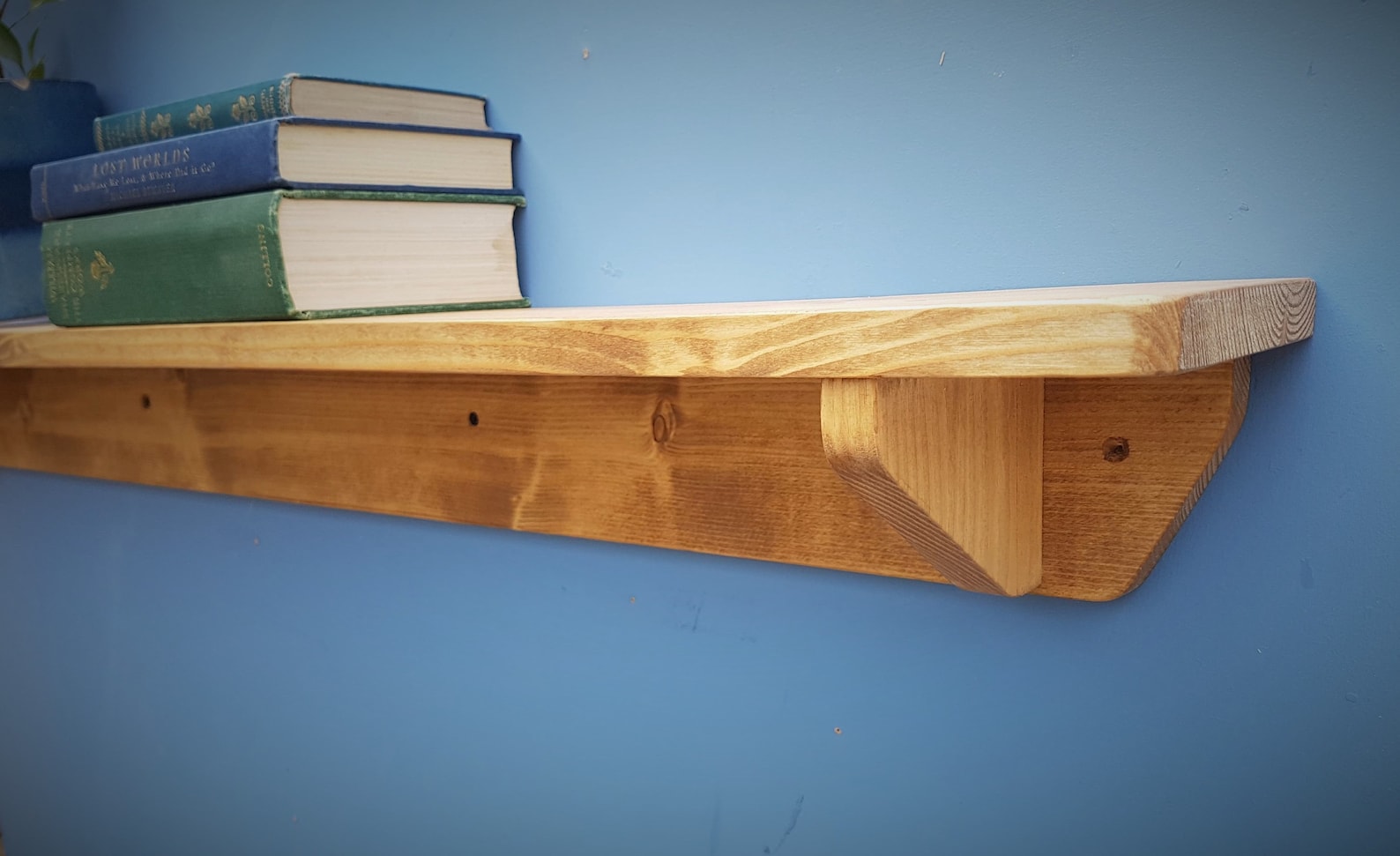 Long wooden wall shelf natural wood chunky shelf 114cm long | Etsy