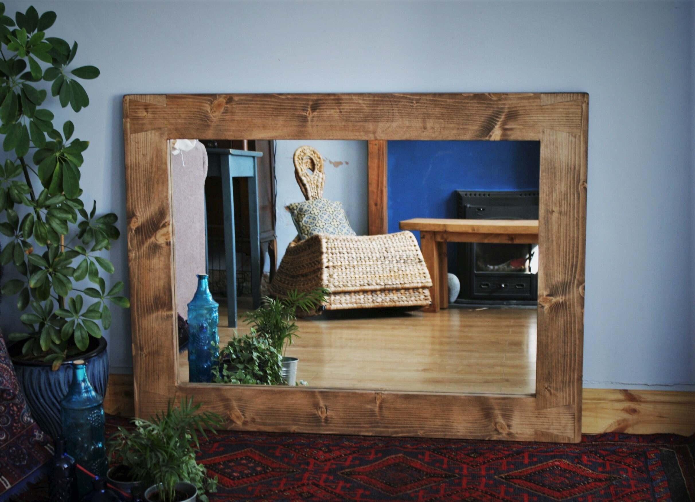 NOT free delivery Large wall mirror natural wood chunky Etsy