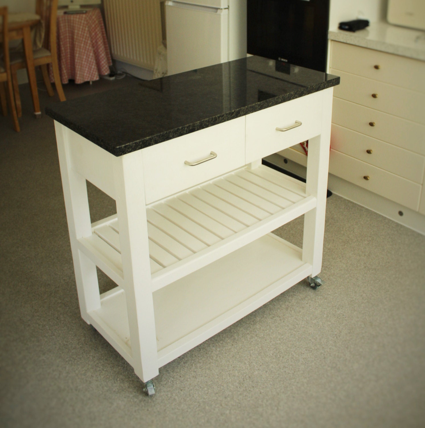 kitchen island trolley with granite top eco friendly wood UK Etsy