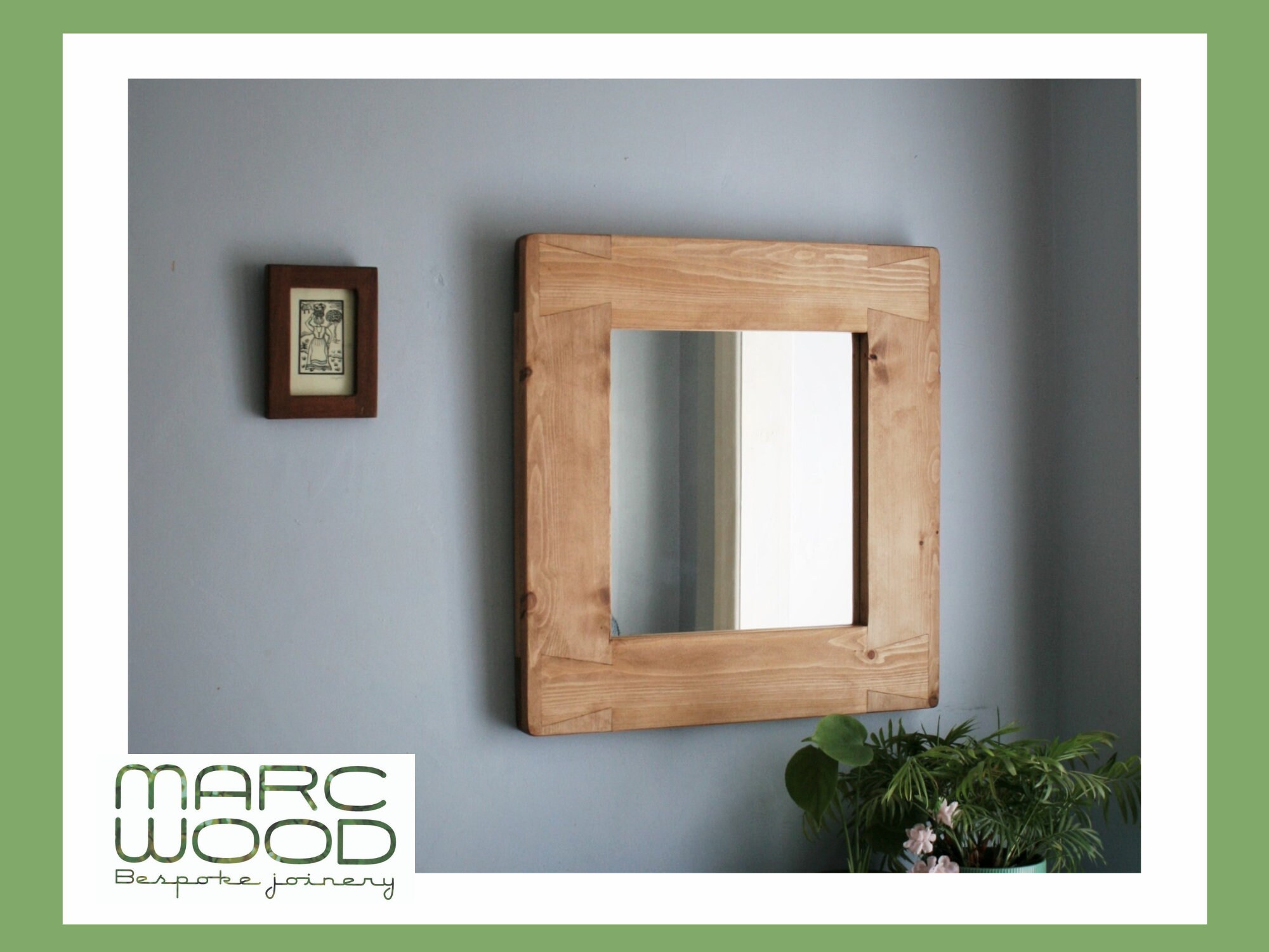 Espejo de pared de madera con marco de madera natural | Etsy