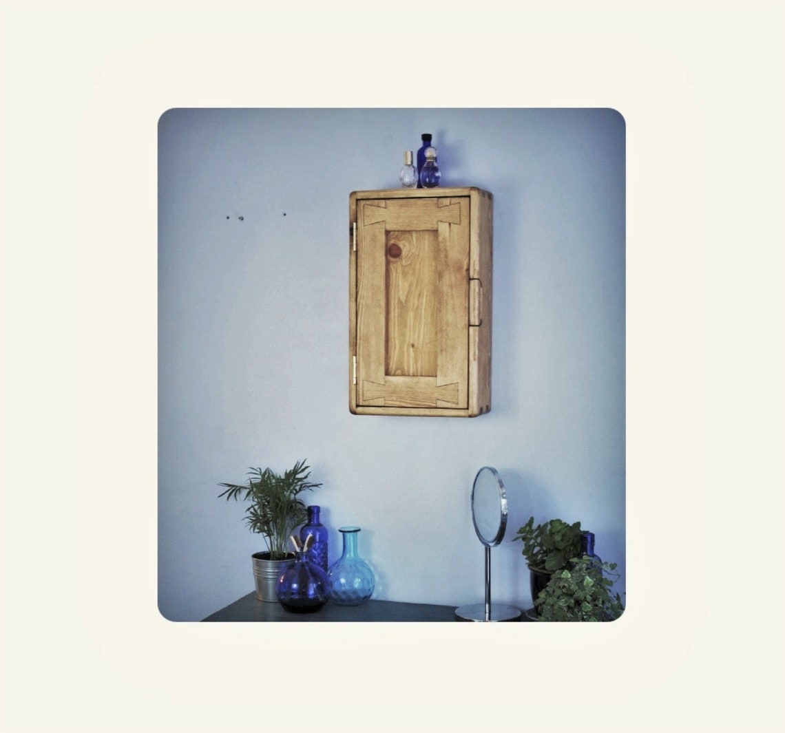 Narrow bathroom wall in light wood tall with 3 Etsy