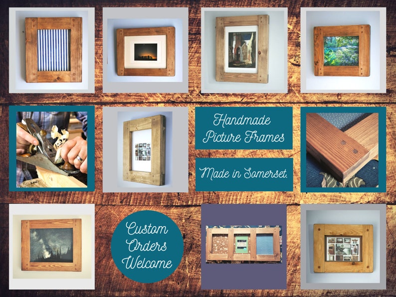 wooden picture & photo frame for A4 image high quality crafted sustainable thick wooden frame, custom sizes, modern rustic, from Somerset UK image 9