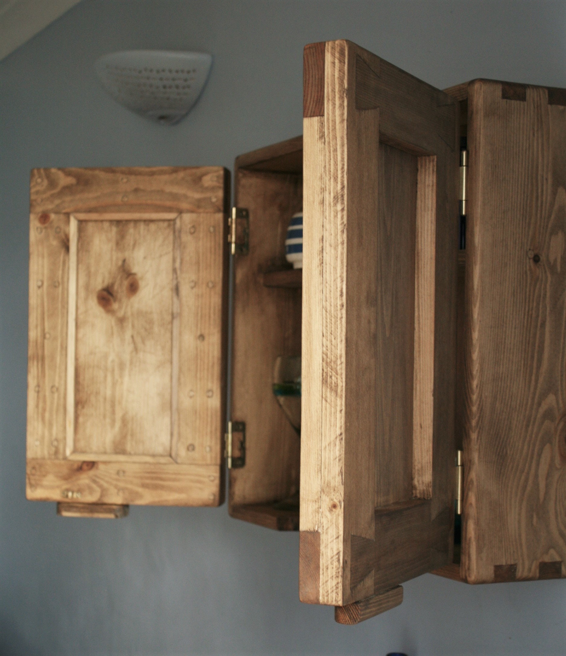Kitchen Wall Cabinet, With 2 Wooden Panel Doors & 2 Shelves, Natural ...