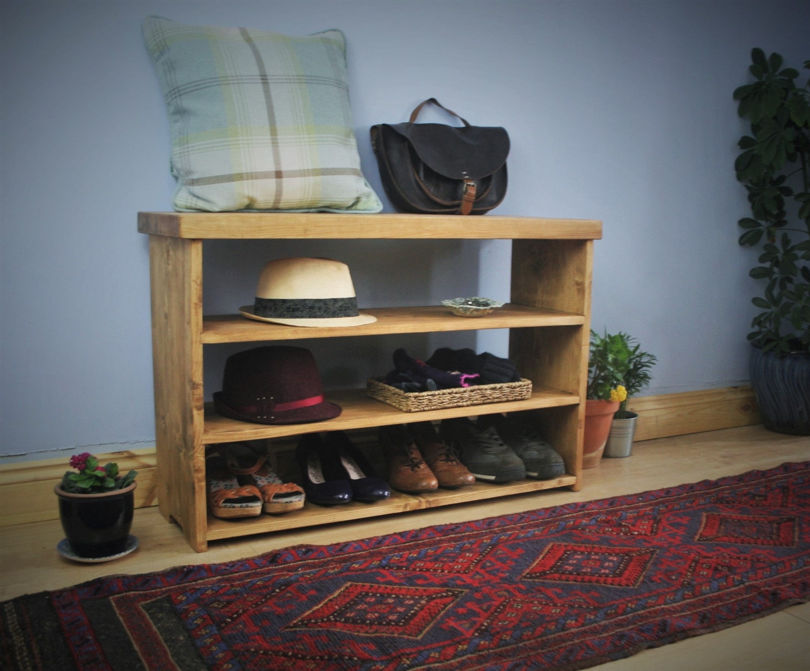 Wooden Shoe Rack & Mud Boot Room Bench Seat Rustic Cottage - Etsy UK