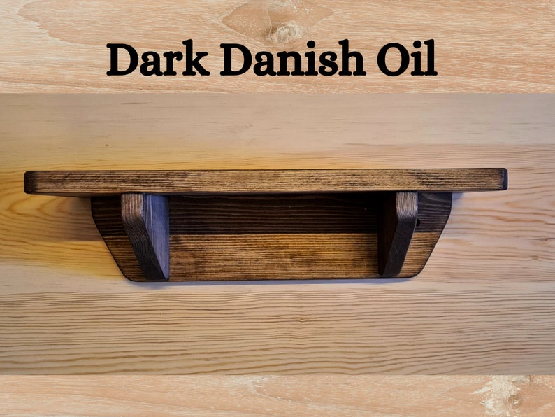 Long wooden wall shelf, natural chunky mantel, single bookshelf 114cm L x 15cm D, farmhouse rustic, industrial, custom handmade Somerset UK Dark Danish Oil