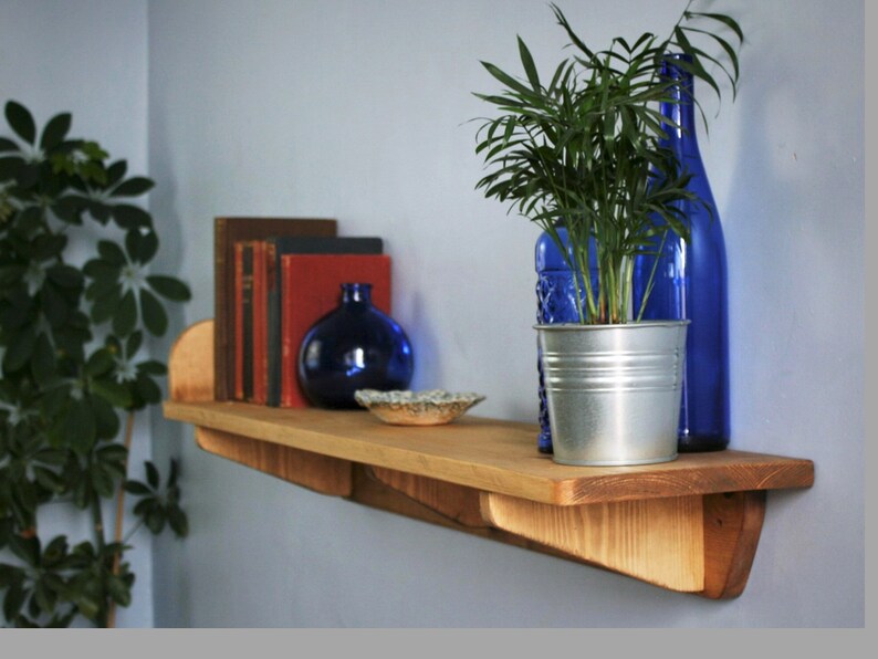 Wide Wooden Shelf Brackets & Chunky Book End Rustic Natural Etsy
