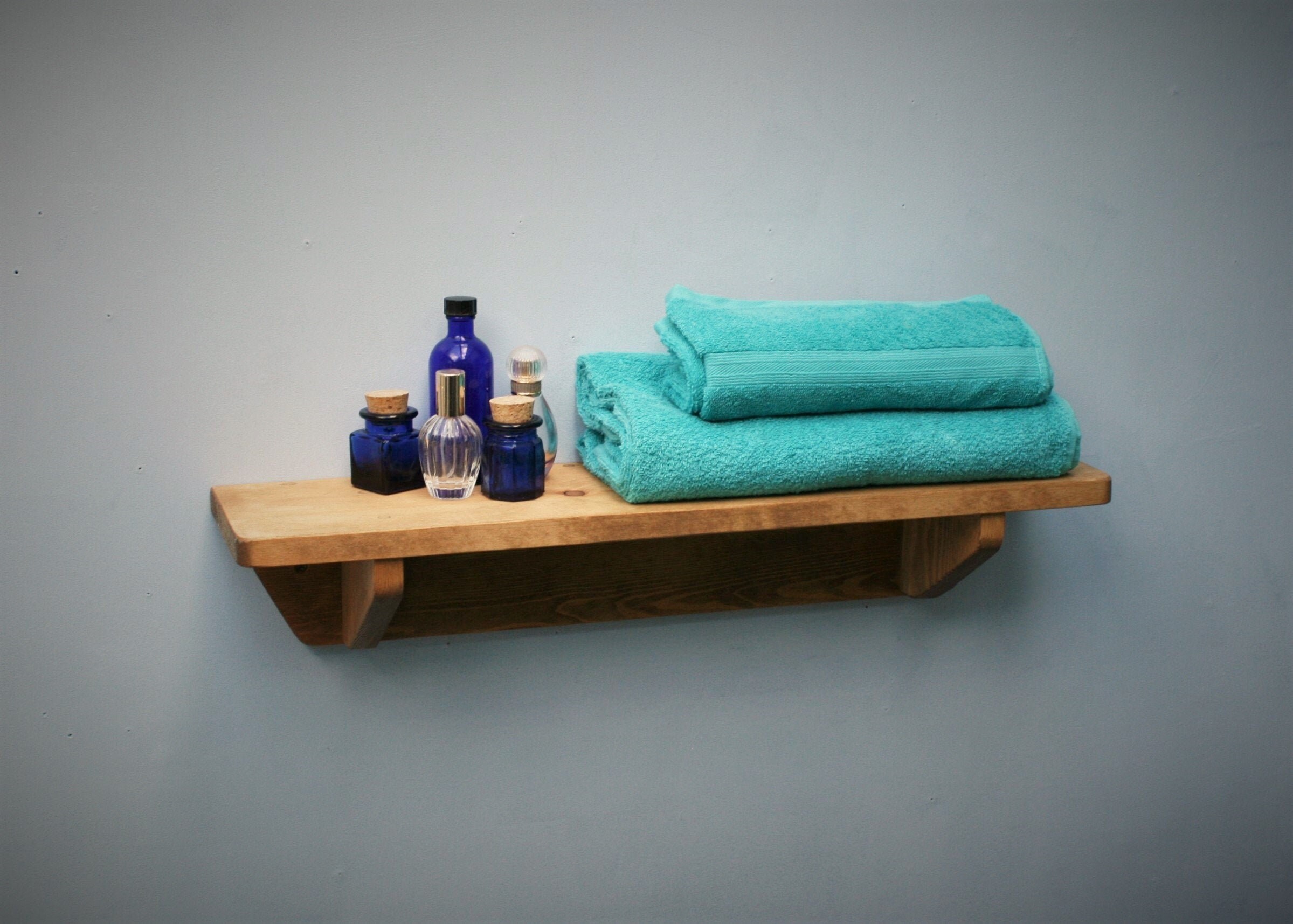 Bathroom Wall Shelf Natural Wood Over Sink Make Up 62 Cm Etsy UK