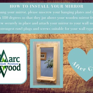 large wooden mirror with shelf, rustic hallway, bathroom and salon bedroom dressing mirror with candle shelf, custom handmade in Somerset UK image 10