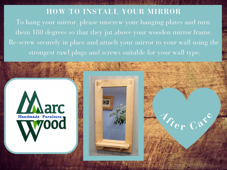 large wooden mirror with shelf, rustic hallway, bathroom and salon bedroom dressing mirror with candle shelf, custom handmade in Somerset UK image 10