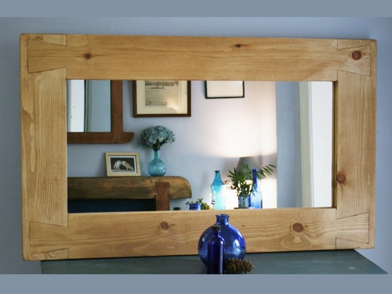 Wooden Wall Mirror With Natural Rustic, Custom Wood Wall Mirror