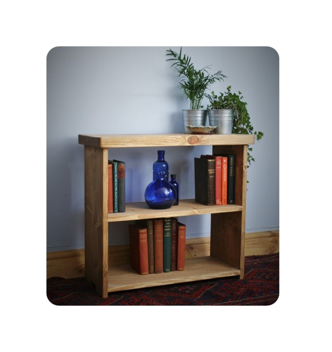 Low Wooden Bookshelf, Small Bookcase, Chunky Shelves 65W X 60H X 29D Cm