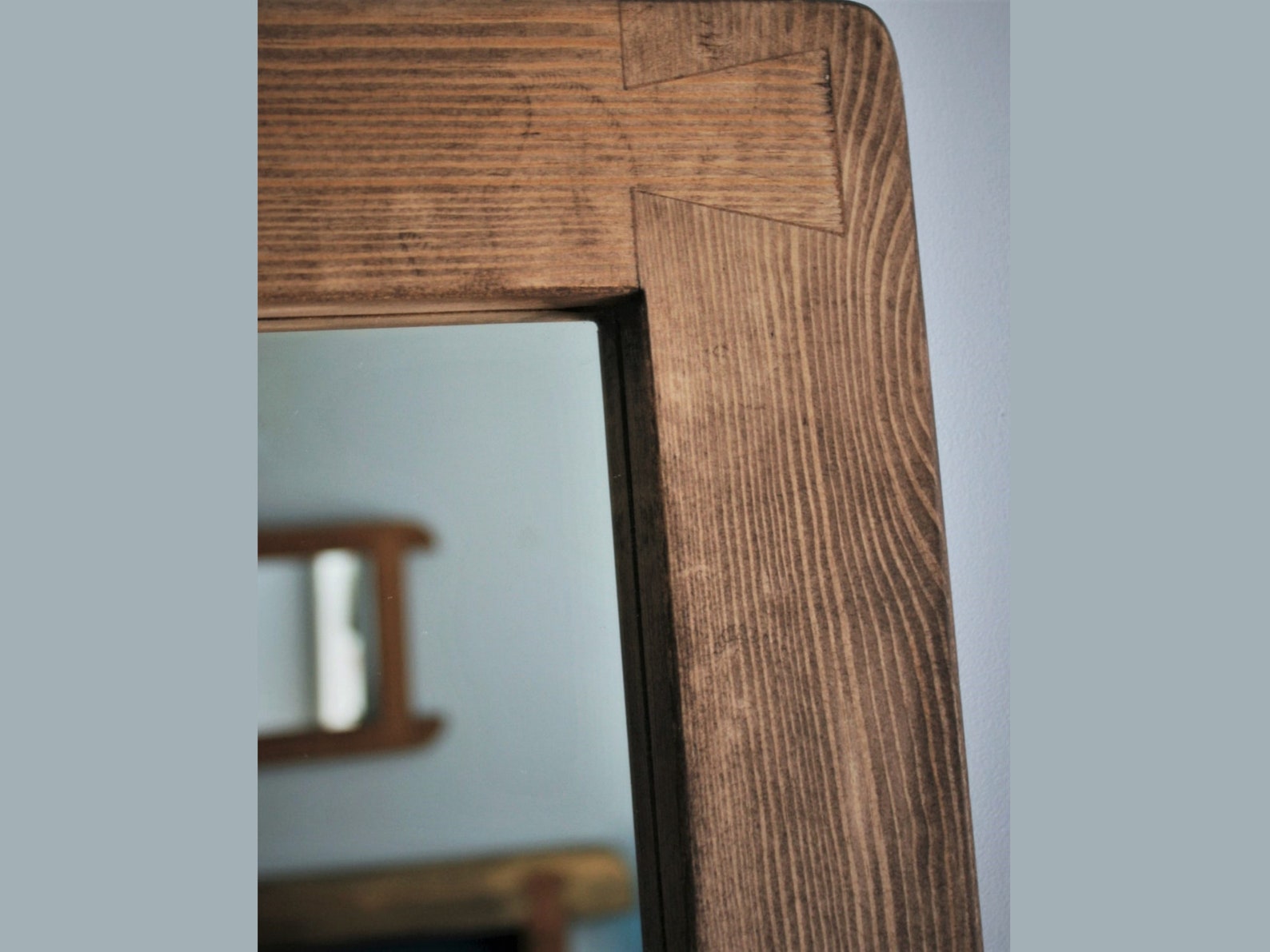 Square Wooden Wall Mirror Rustic Natural Sustainable Wood Etsy