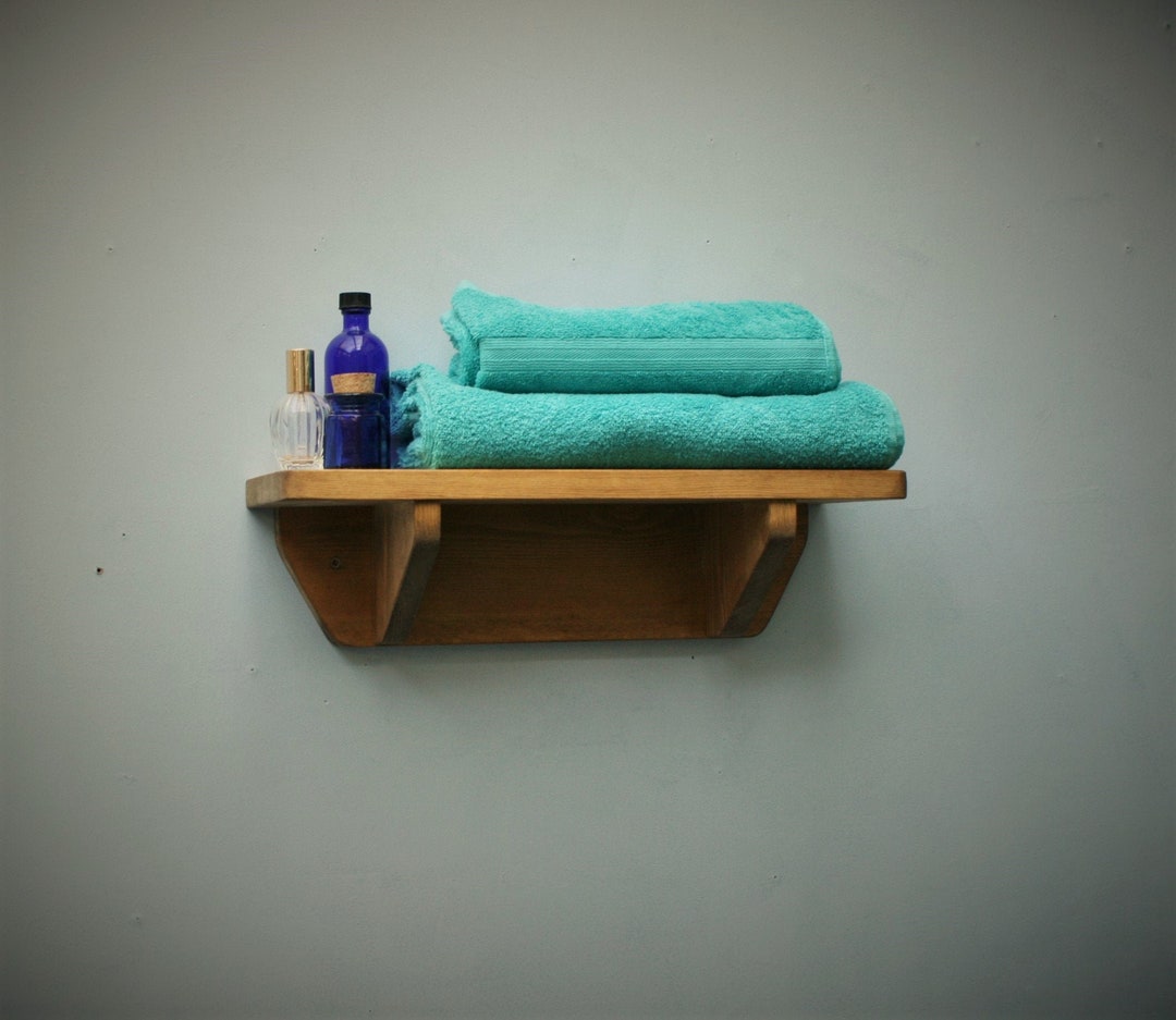 Small Wooden Wall Shelf for Bathroom Storage 44 Cm Long X 15 - Etsy