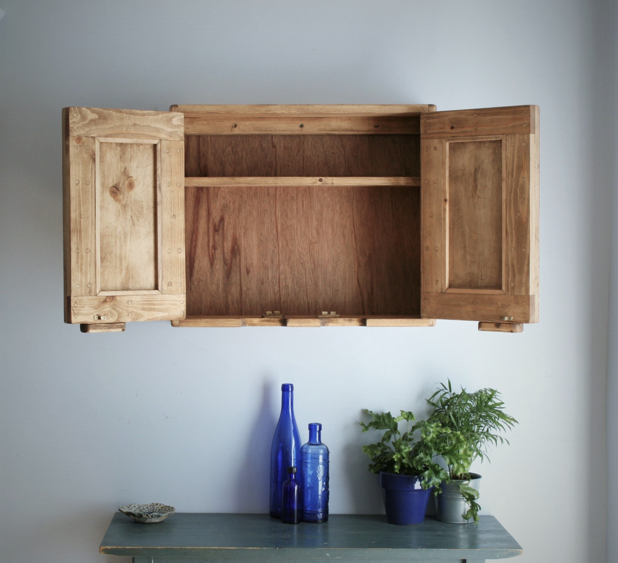 Kitchen wall cabinet with 9 wooden panel doors & 9 shelves - Etsy.de