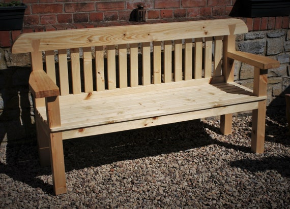 Garden Bench Seat Wide Arms Natural, Country Garden Outdoor Furniture