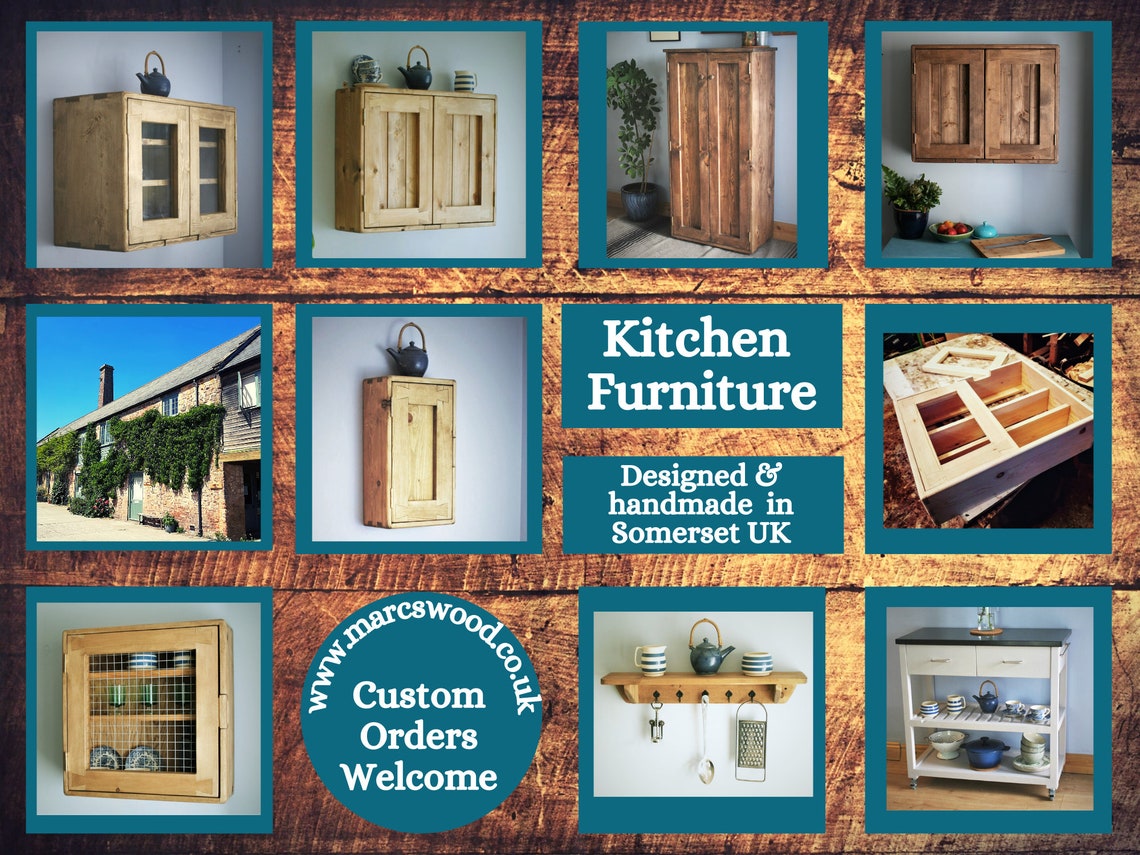 Kitchen Wall Display & Cupboard Natural Wood 2 Doors Etsy UK