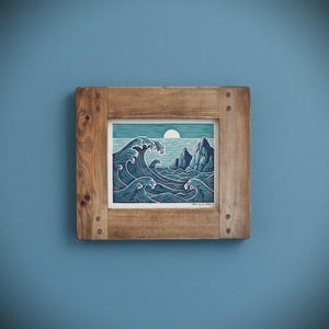 A4 wooden frame for photo & picture, large dark wood frame,  chunky modern rustic style, landscape, portrait, custom handmade in Somerset UK