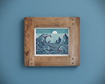 wooden frame for photo & picture 10 x 8 inch large, dark wood frame, modern rustic, landscape / portrait ,custom handmade Somerset UK